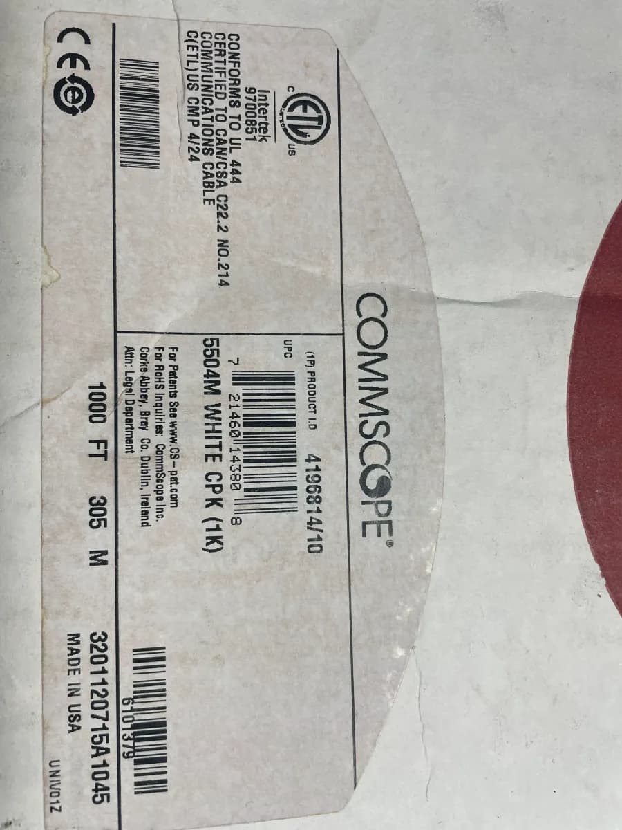 CommScope / Uniprise Ultra II 5504M Cat5e CMP Plenum Cable Boxes thumbnail 2